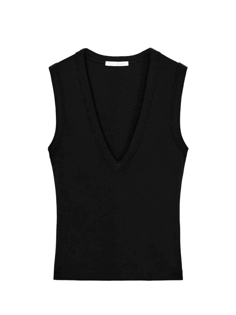 ZARA Deep V Cotton Tank in Black